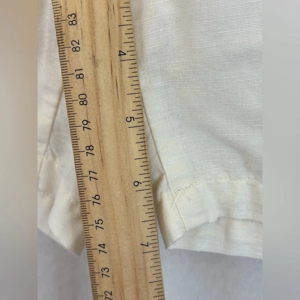 STILE BENETTON Linen Shorts White Cream Khaki Italy Bermuda ‎ Normcore Women 8